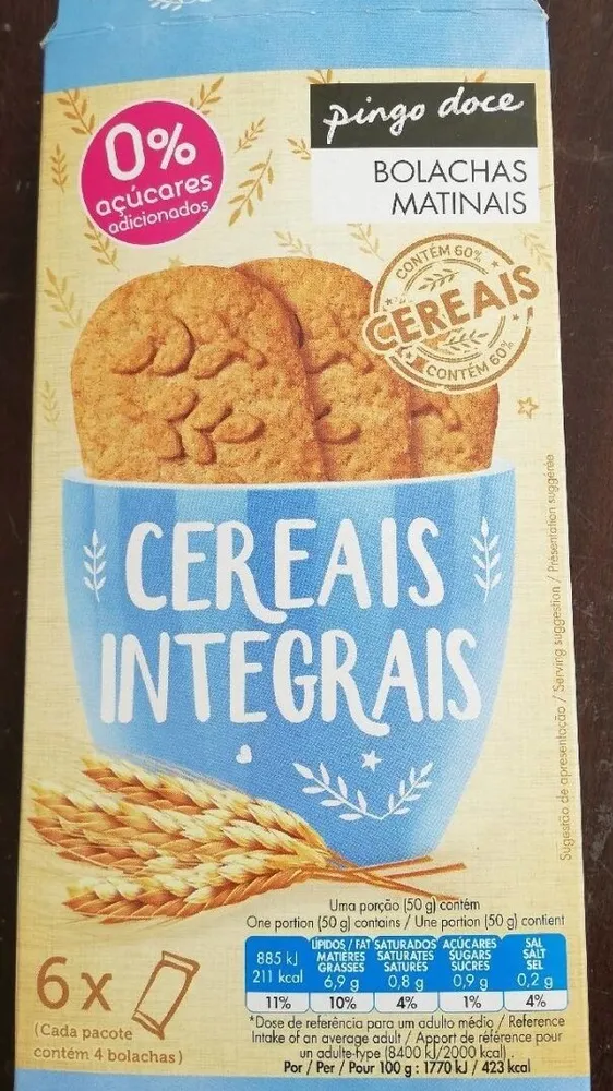 Bolachas Matinais Cereais Integrais