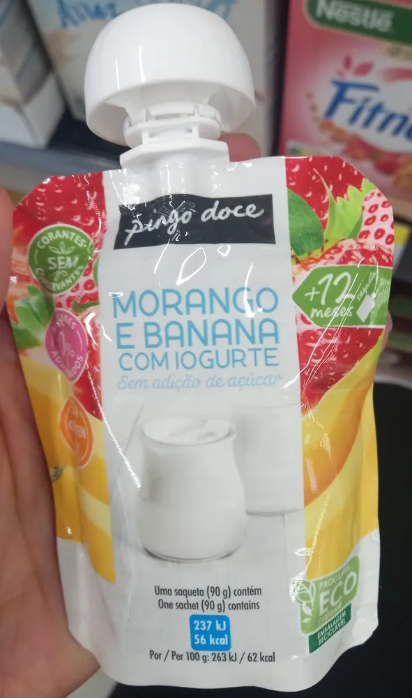 Morango e Banana com Iogurte
