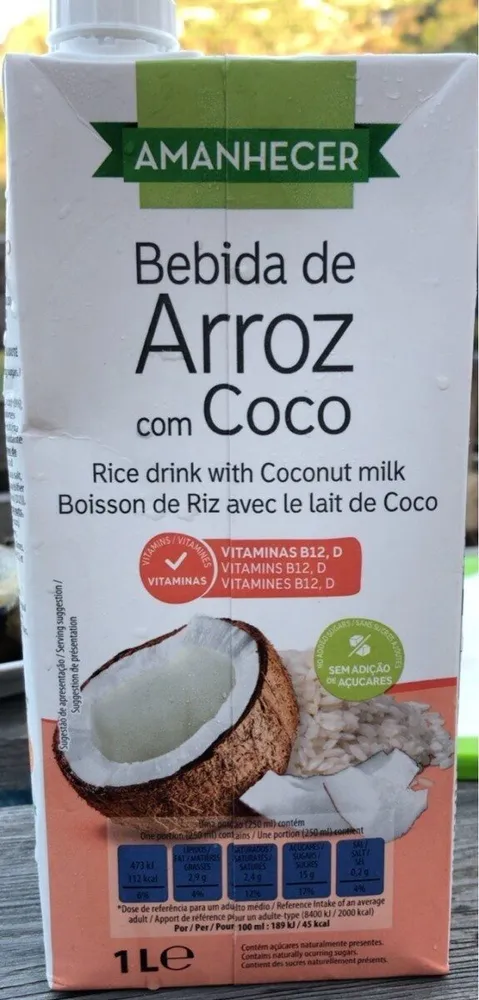 Bebida de Arroz com Coco