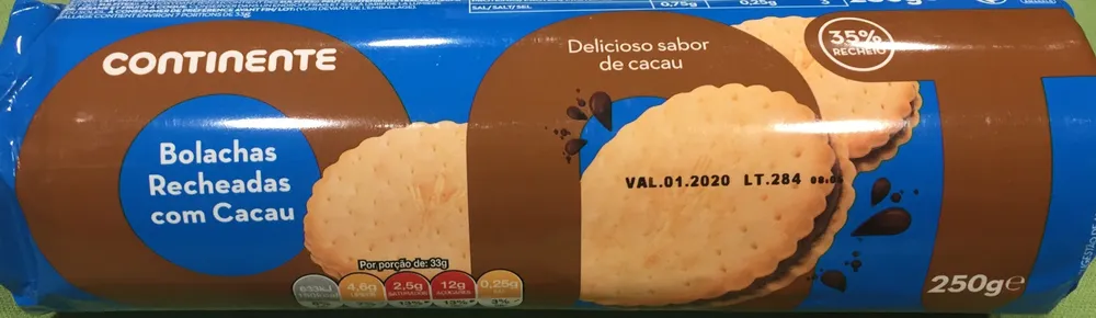Bolachas recheadas com cacau