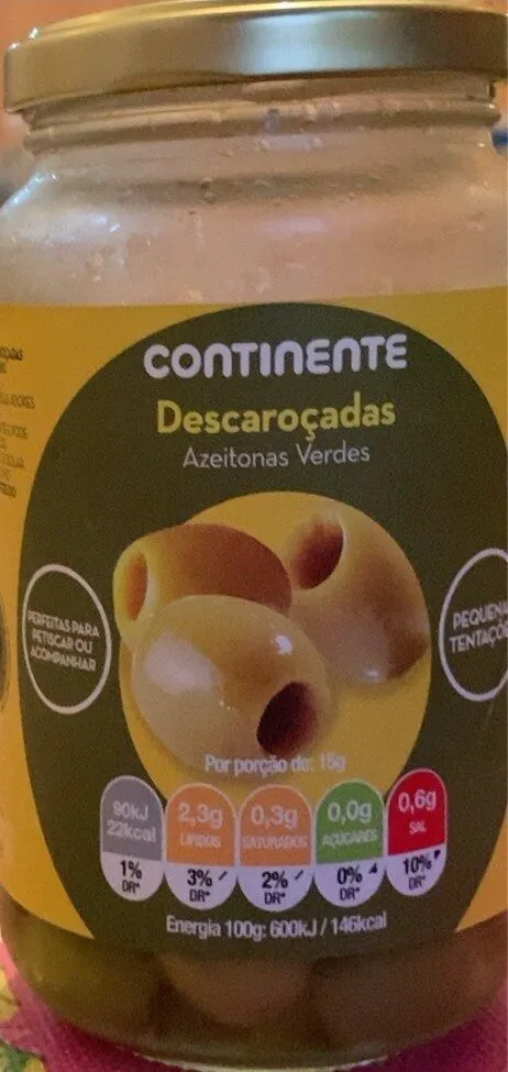 Azeitonas verdes descaroçadas