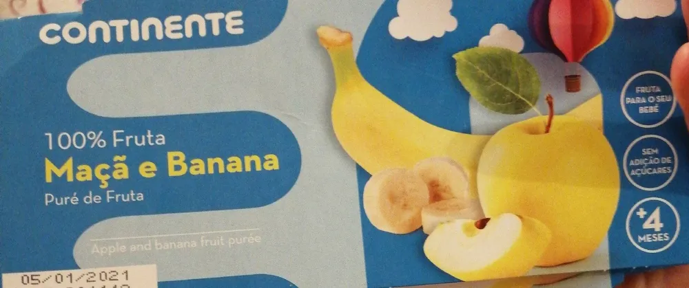 Puré de Fruta Maçã e Banana
