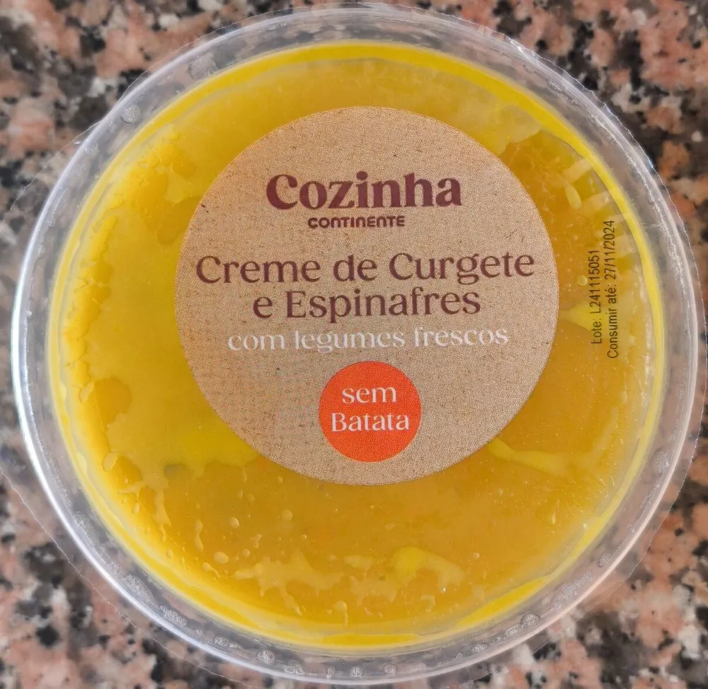 Creme de Curgete e Espinafres com legumes frescos sem Batata