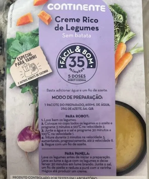 Creme Rico de Legumes sem batata