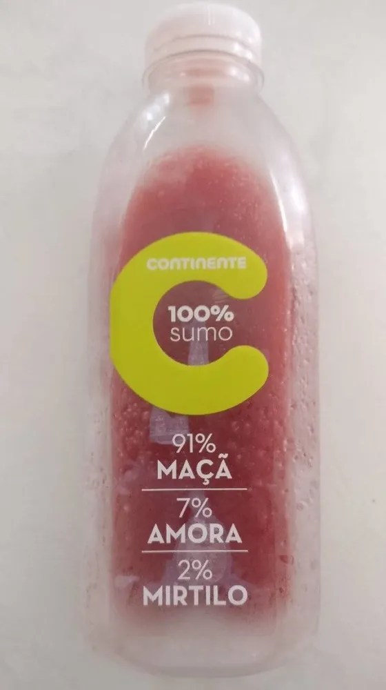 91% maçã, 7% amora, 2% mirtilo