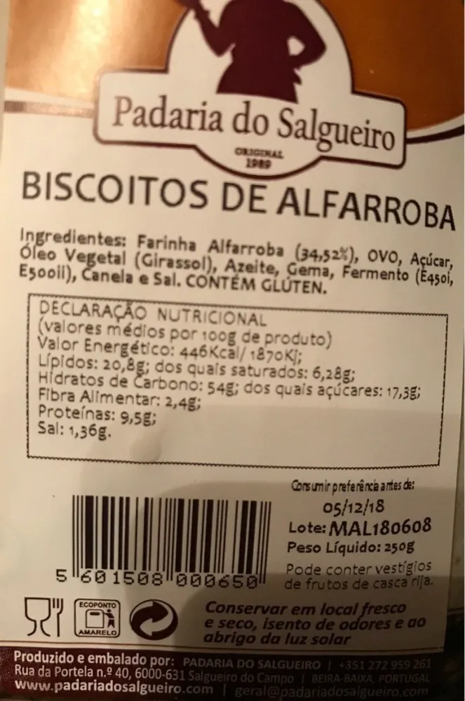 Biscoitos de alfarroba