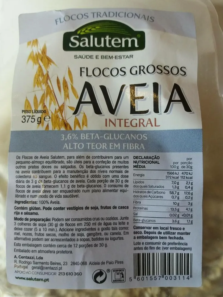 Flocos grossos aveia integral