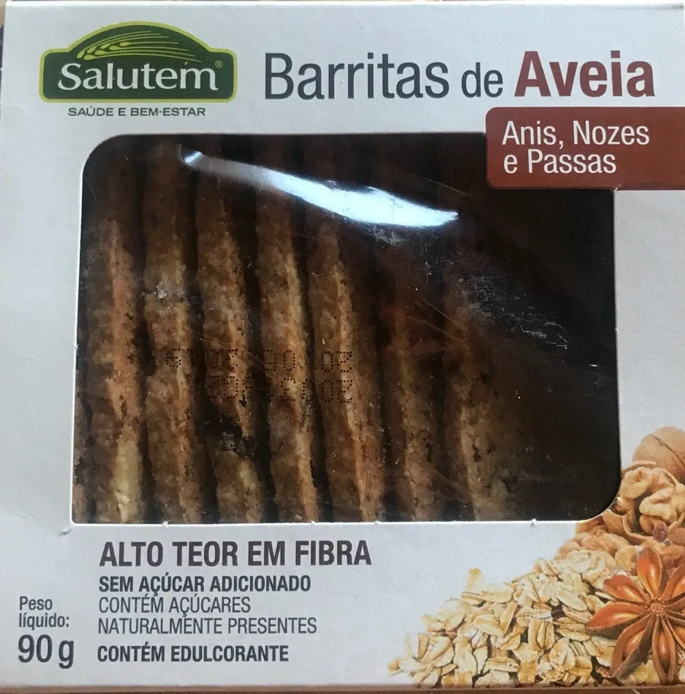 Barritas de Aveia Anis, Nozes e Passas