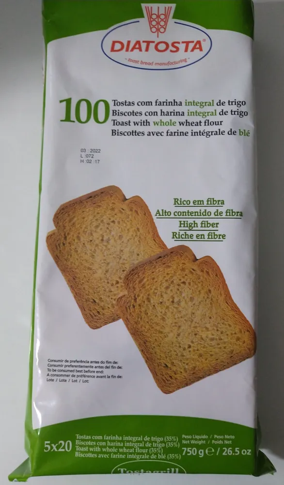 Tostas com 35 % farinha integral de trigo