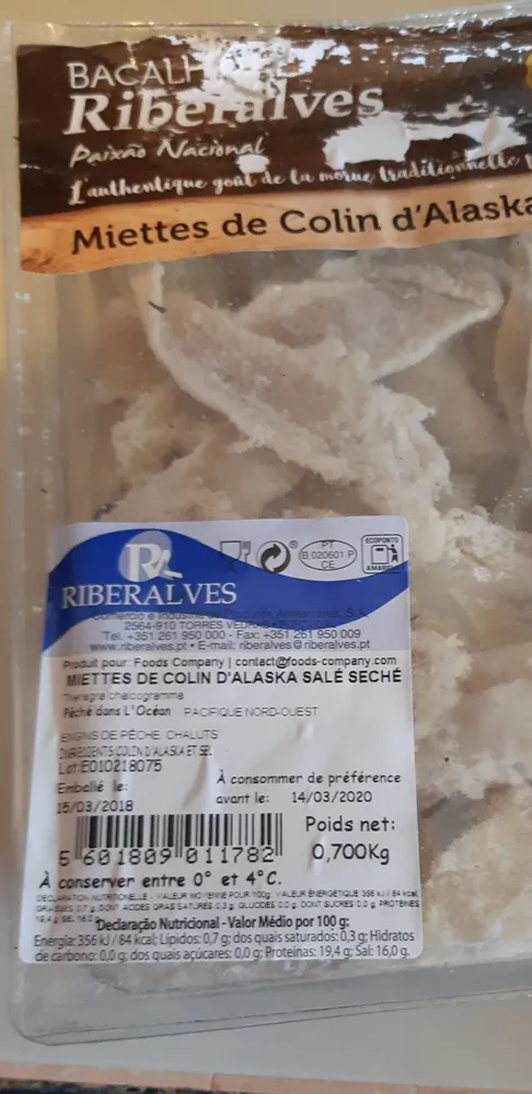 Miettes de colin d'alaska