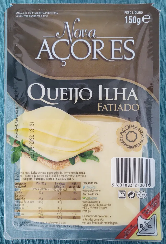 Queijo Ilha Fatiado