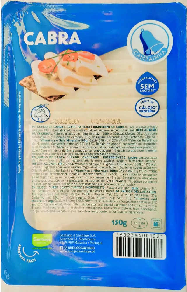 Queijo de Cabra curado fatiado