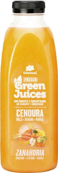 Zumo natural de zanahoria con manzana, plátano y mango