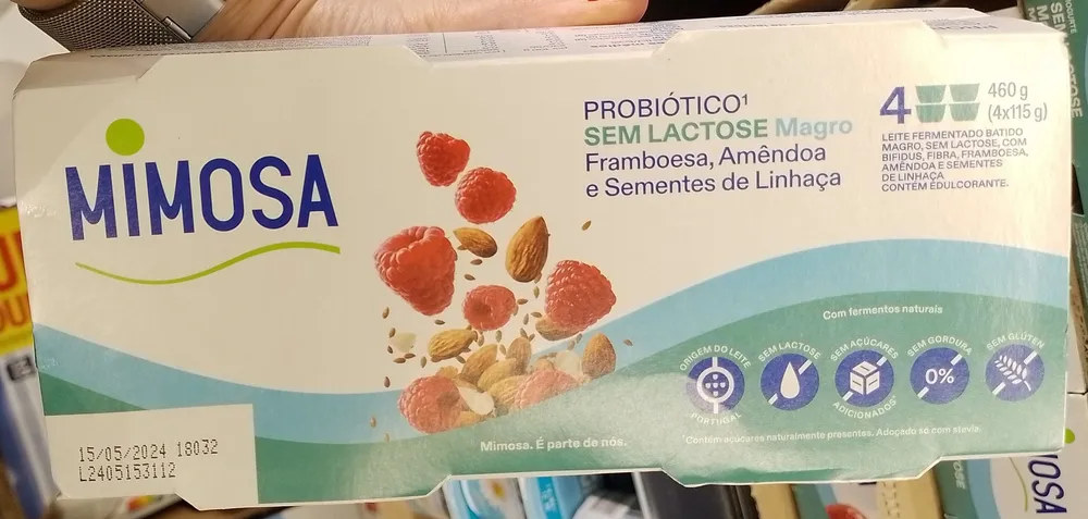 Probiótico¹ Sem Lactose Magro Framboesa, Amêndoa e Sementes de Linhaça