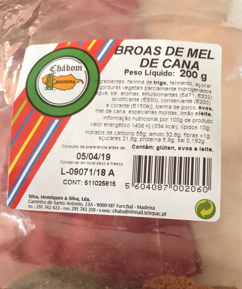 Broas de mel de cana