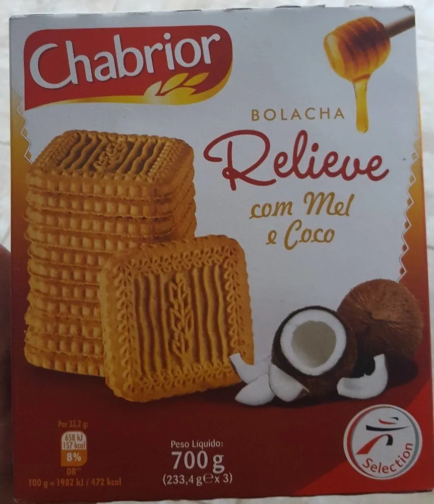 Bolacha Relieve com mél e coco