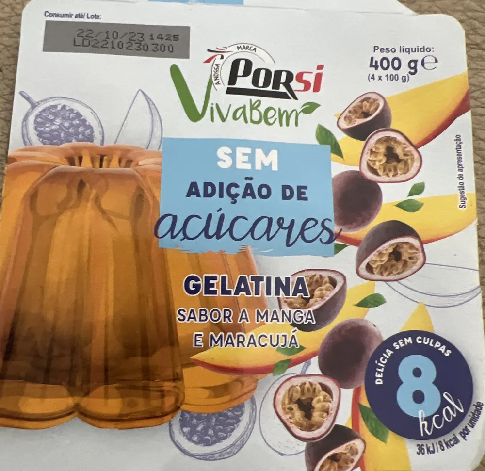 Gelatina Sabor a Manga e Maracujá