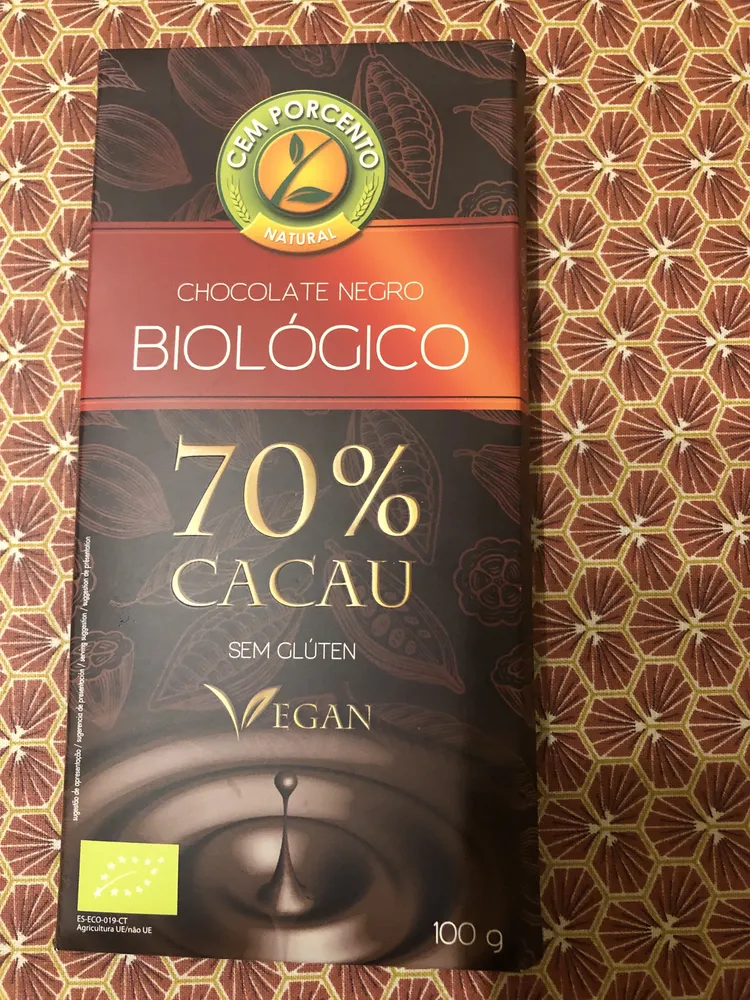 Chocolate negro biológico 70% cacau