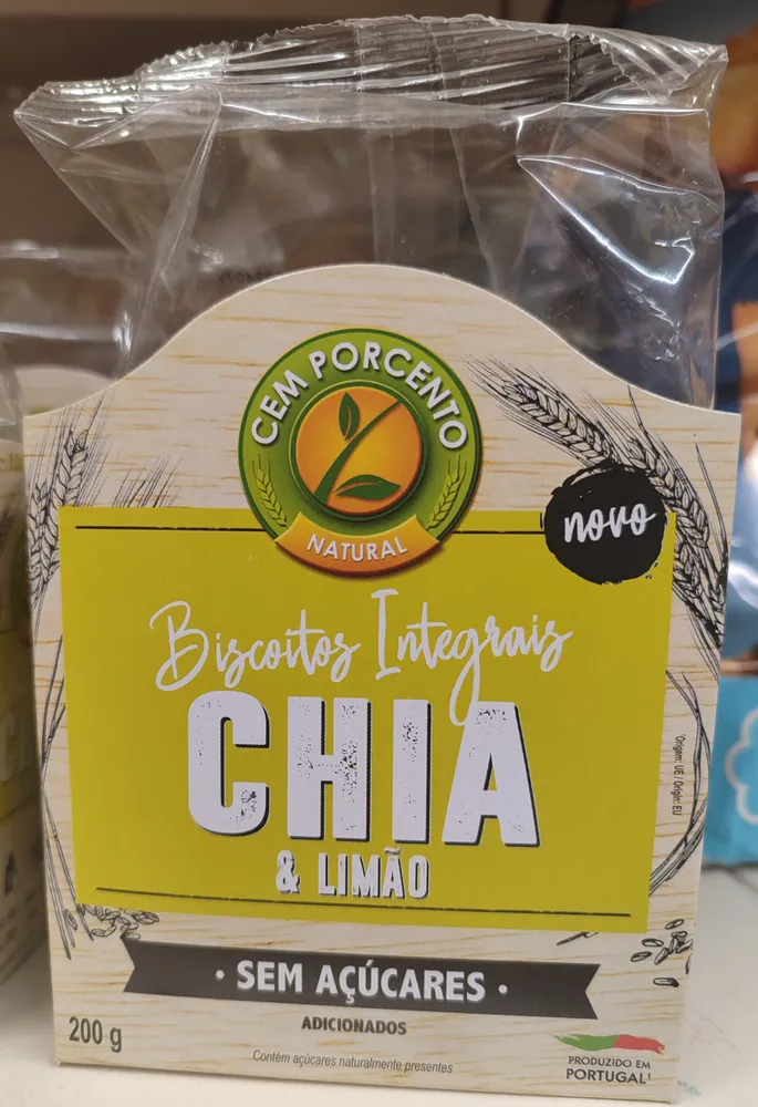 Biscoitos Integrais Chia & Limão sem Açúcares Adicionados
