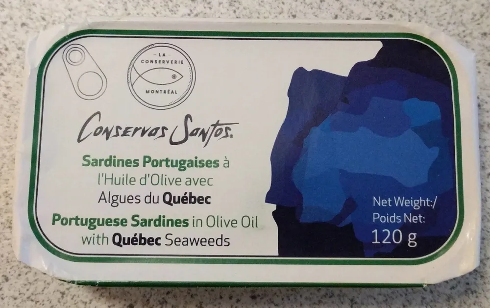 Sardines portugaise à l'huile d'olive avec algues du Québec