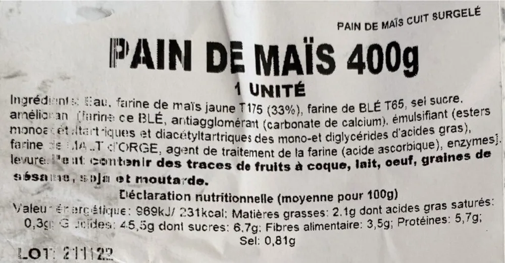 Pain de Maïs
