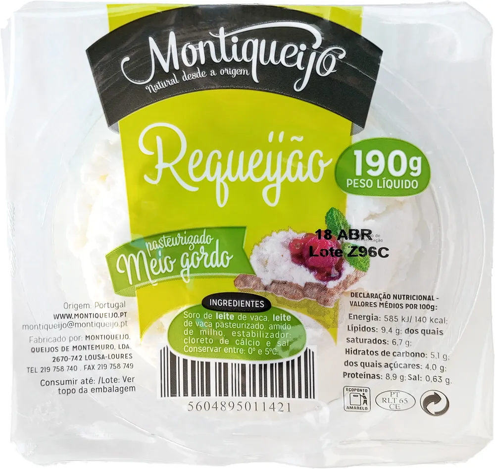 Requeijão pasteurizado meio gordo