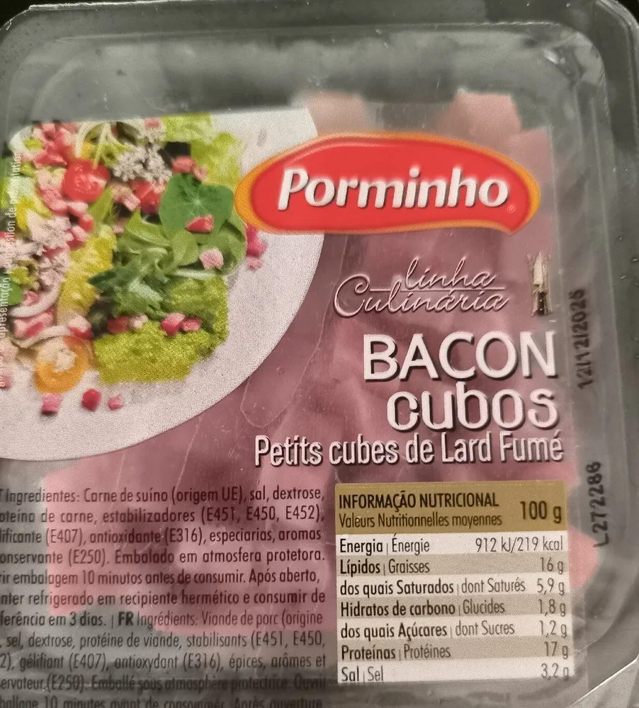 Linha Culinária Bacon Cubos