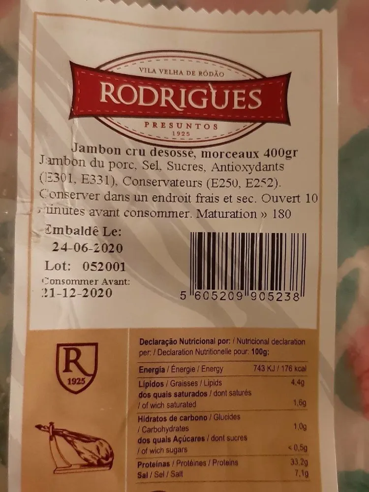 Jambon cru désossé morceaux