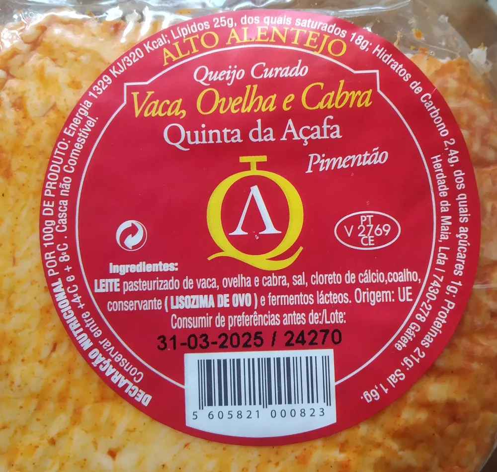Queijo Curado Vaca, Ovelha e Cabra Pimentão