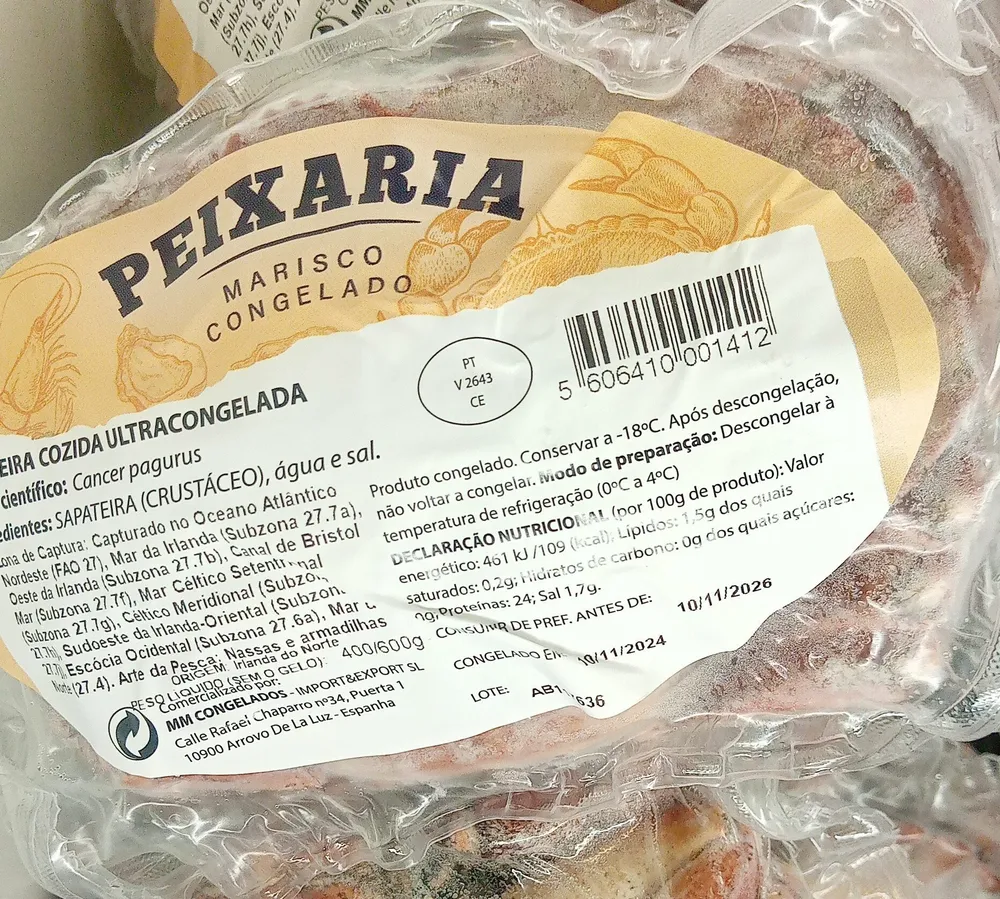 Sapateira Cozida Ultracongelada Peixaria
