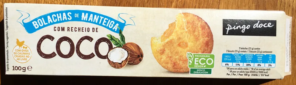 Bolachas de Manteiga com Recheio de Coco