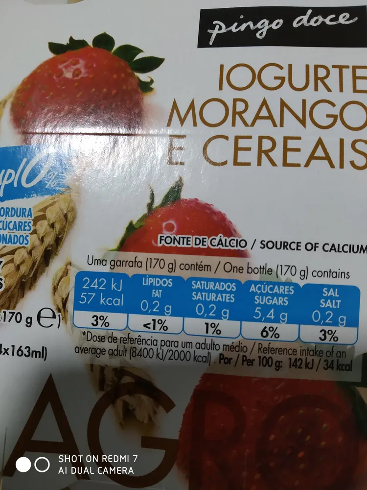 Iogurte Morango e Cereais Magro
