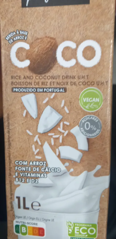 Bebida à Base de Arroz e Coco