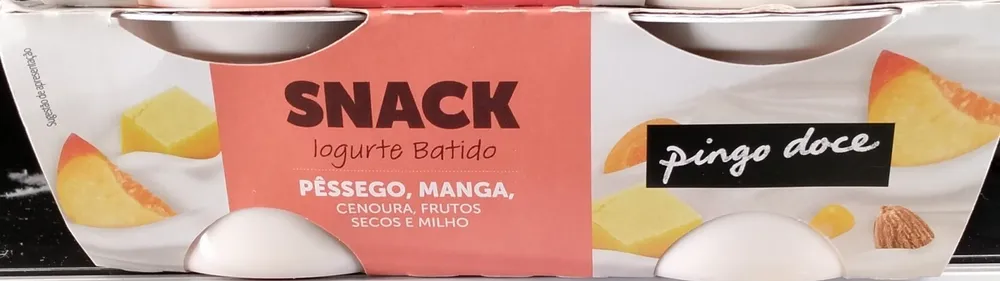 Snack Iogurte Batido Pêssego, Manga, Cenoura, Frutos Secos e Milho