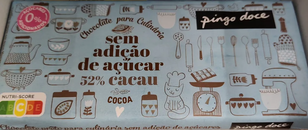Chocolate para Culinária sem adição de açúcar 52% cacau