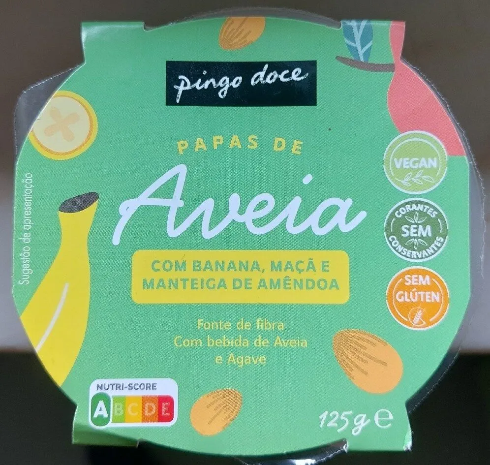 Papas de Aveia com Banana, Maçã e Manteiga de Amêndoa