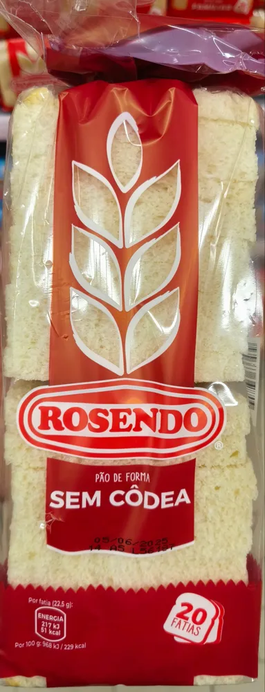 Pão de forma sem côdea