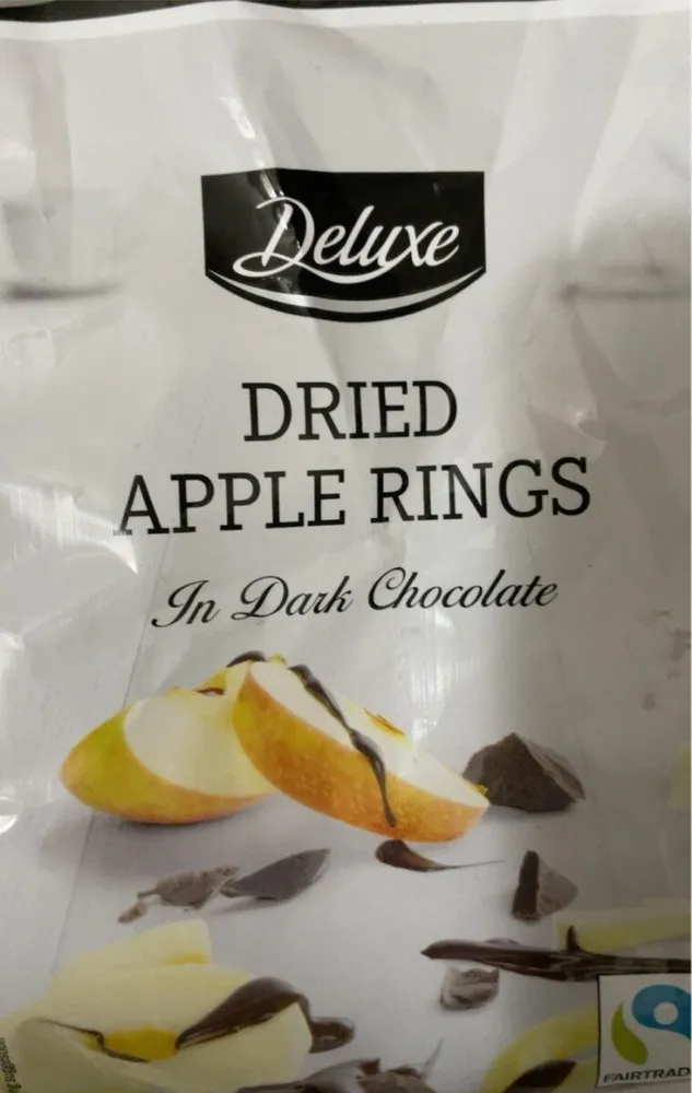 Mela disidratata ricoperta di cioccolato fondente