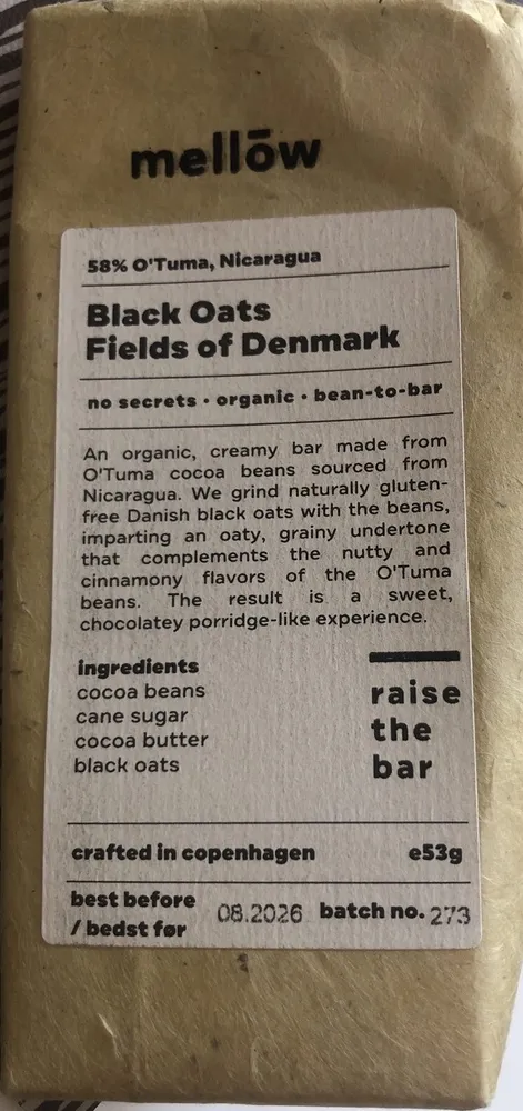 Black Oats Field Of Denmark 58% Chocolate