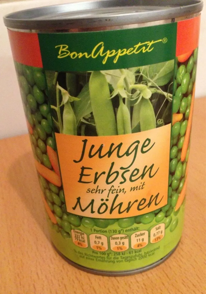 Junge Erbsen mit Möhren