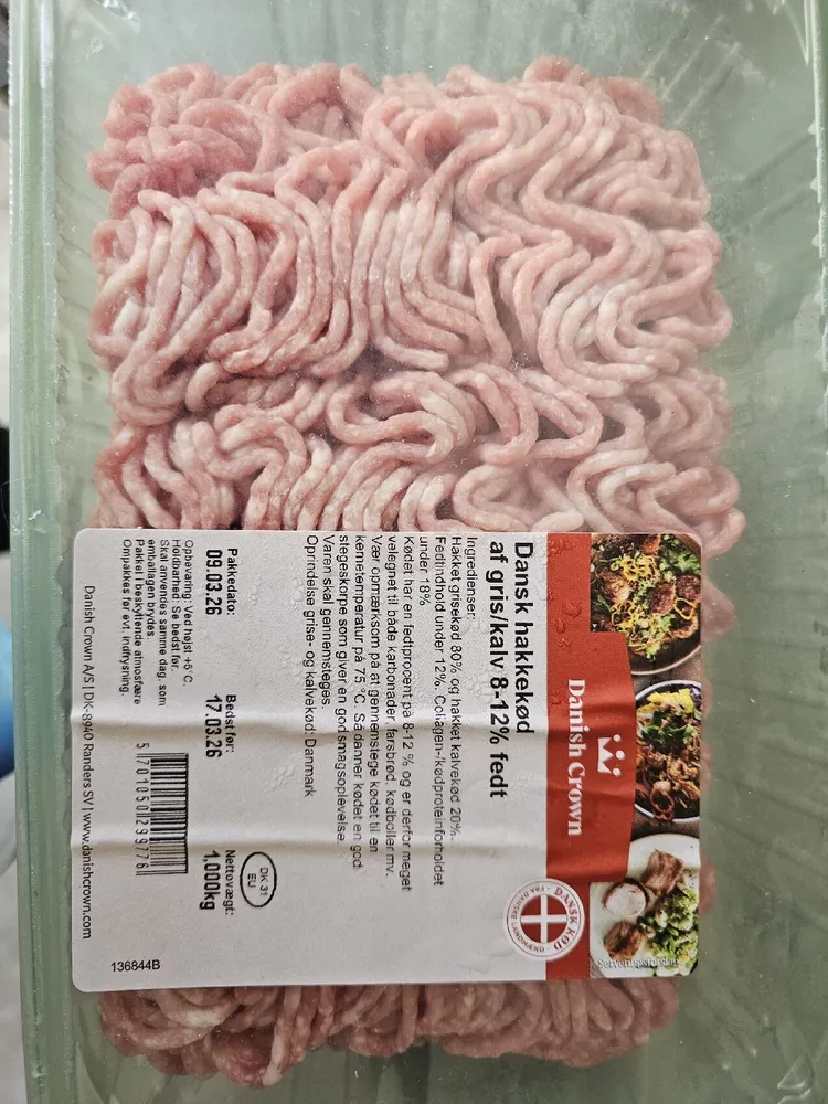 Hakket gris/kalv (8-12% fat)