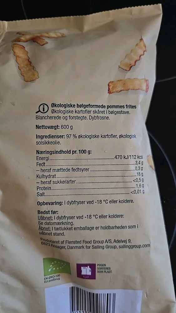 Økologiske bølgeformede pommes frites