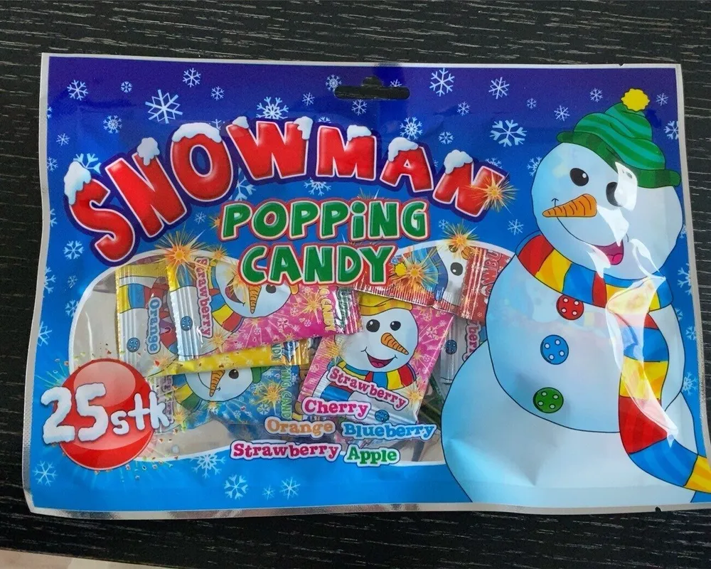Snowman popping candy