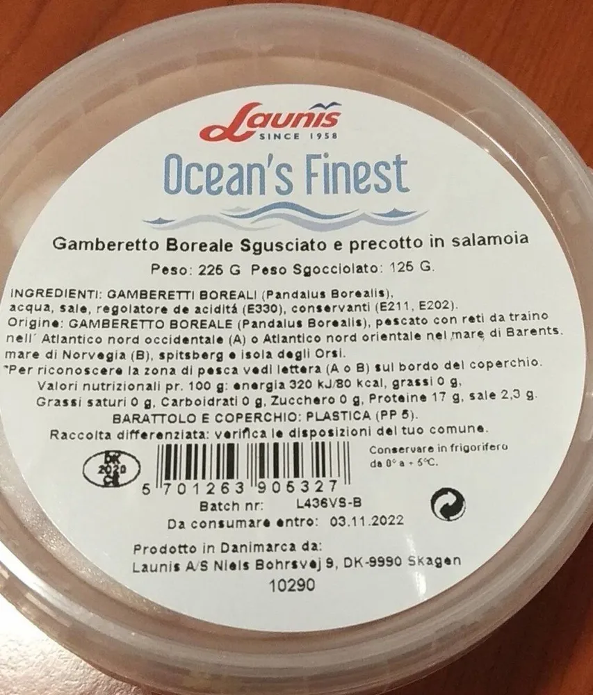 Gamberetto Boreale Sgusciato e precotto in salamoia