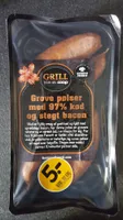 Grove pølser med 97% kød og stegt bacon