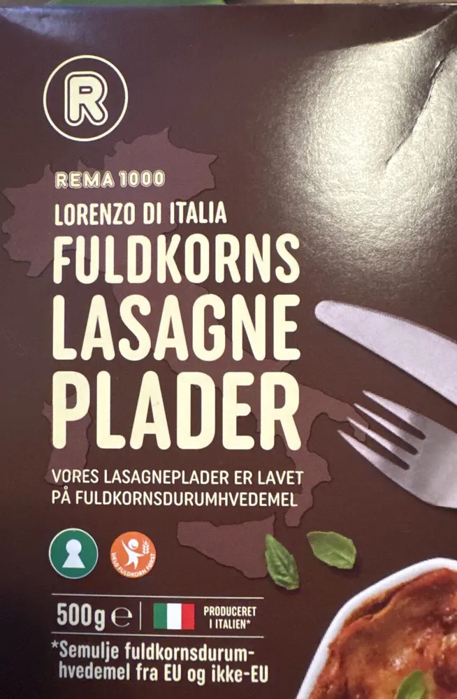Fuldkorns lasagne plader
