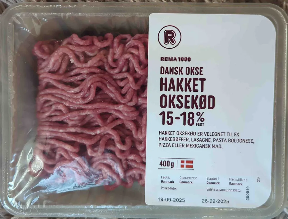Hakket oksekød (15-18%)