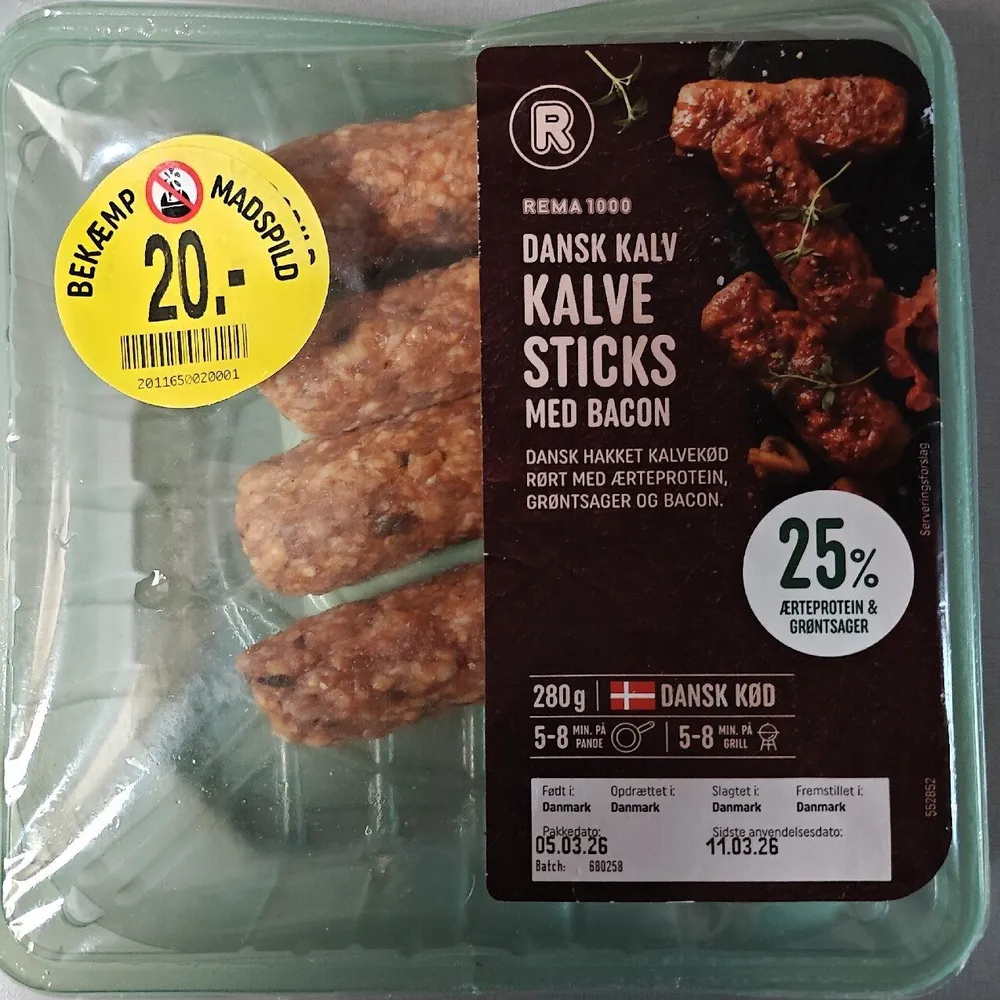 Kalve Sticks Med Bacon