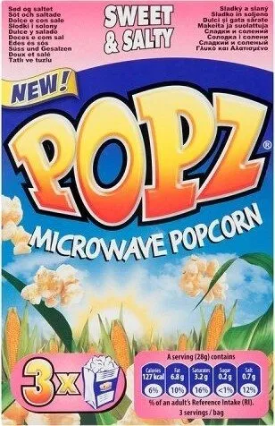 Popz Microwave Popcorn Sweet & Salty 3 x