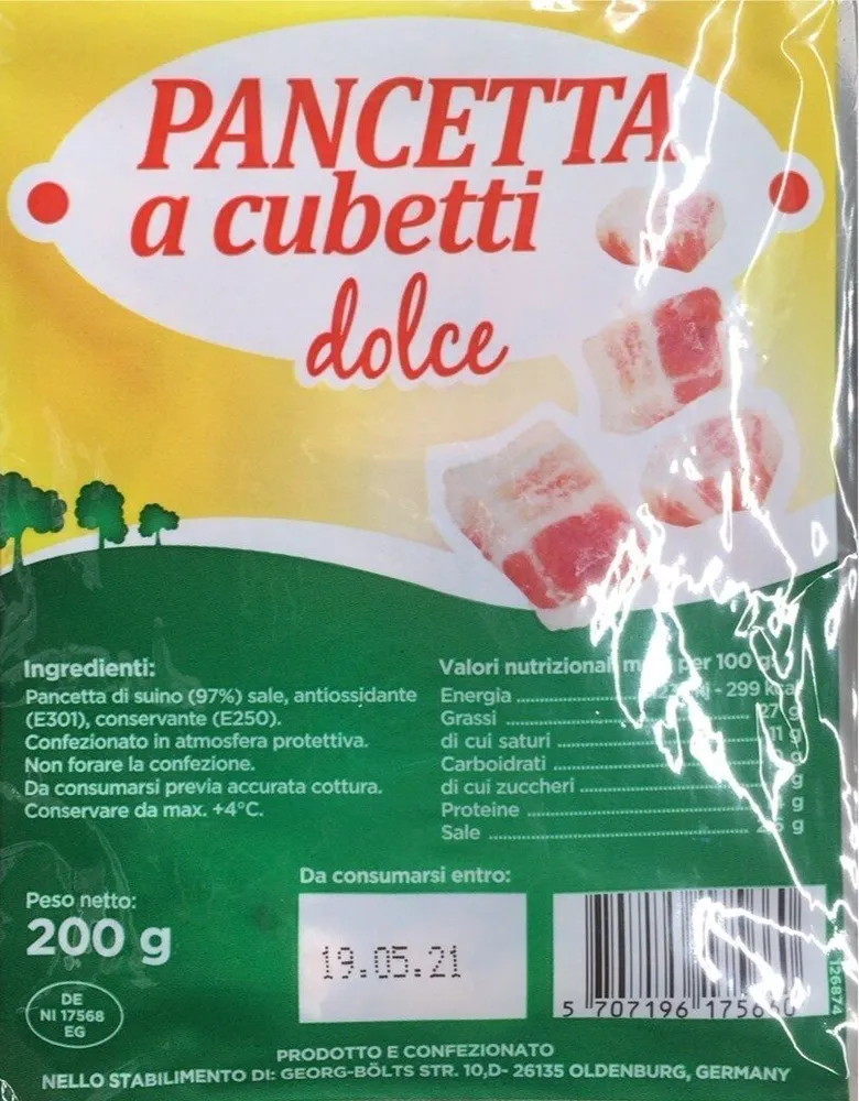 Pancetta a cubetti dolce